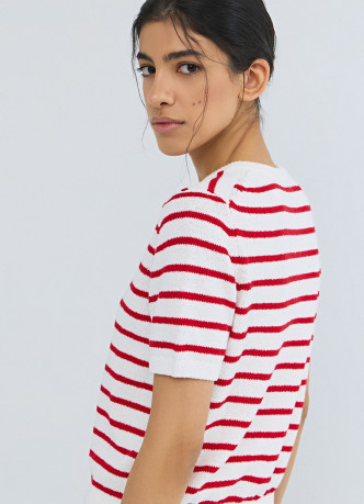 Кардиган в полоску с коротким рукавом