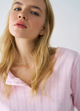 Пижамный лонгслив из ажурного трикотажа