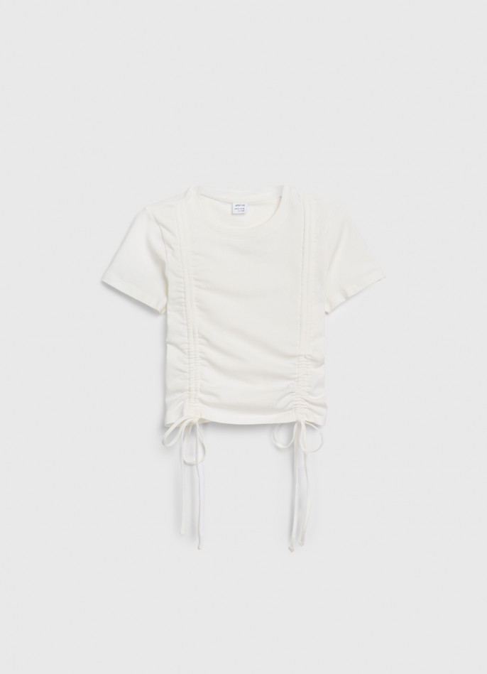 Футболка с драпировкой и завязками для девочек