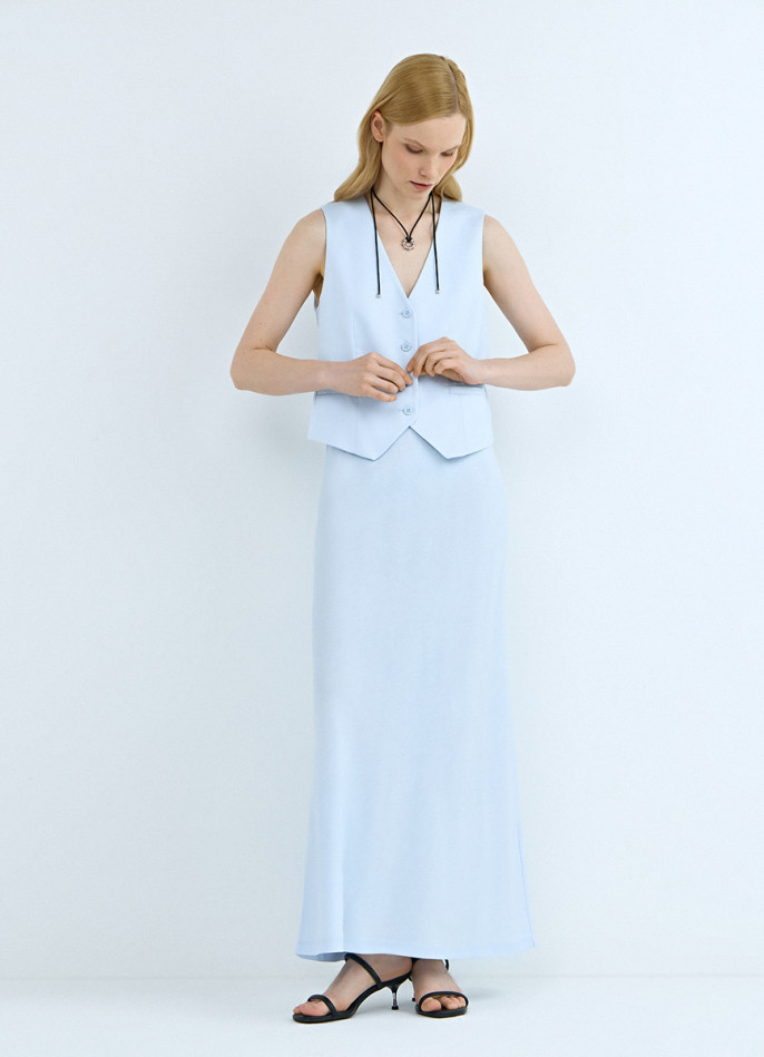 Юбка миди А-силуэта с эластичным поясом