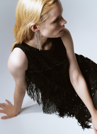 Платье А-силуэта с бахромой из пайеток