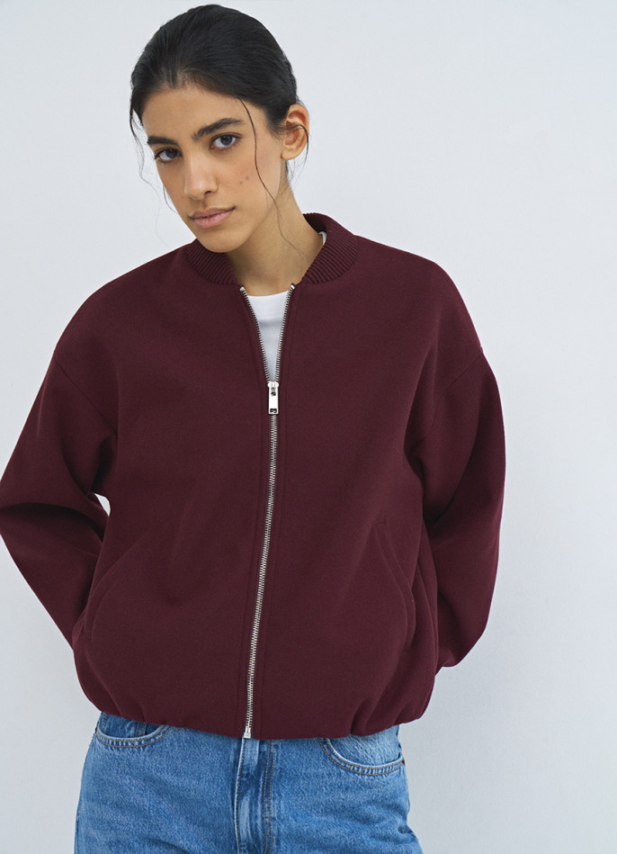 Бомбер из пальтовой ткани