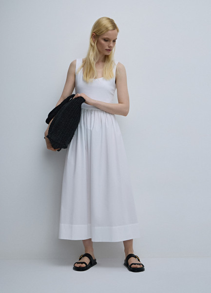 Хлопковое платье миди, Белый O`Stin LR46AIO02-01, размер 48 - фото 5
