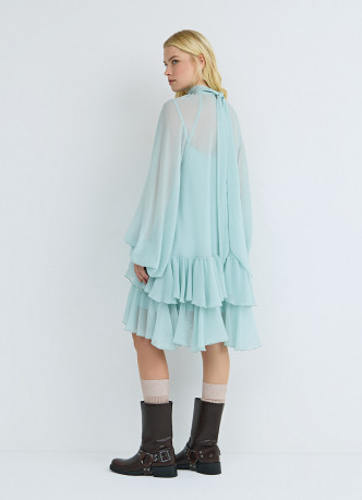 Платье мини с рюшами