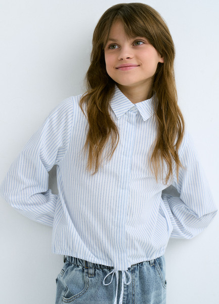

Рубашка с утяжкой по низу для девочек, Белый