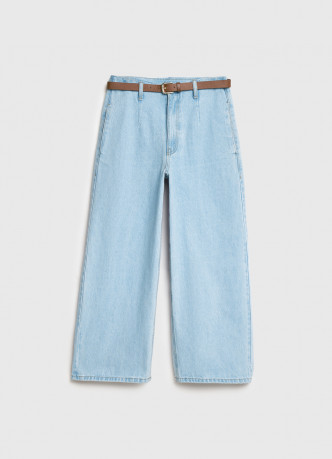 Укороченные джинсы Wide leg с ремнём