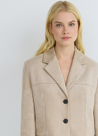 Однобортный жакет из искусственной замши