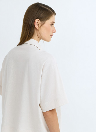 Рубашка изо льна и хлопка с коротким рукавом