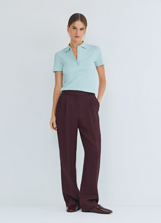 Поло в рубчик с коротким рукавом