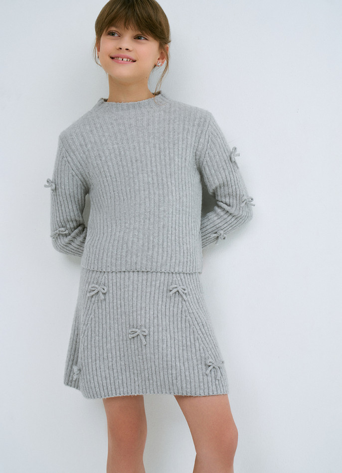 Вязаная юбка с бантами для девочек