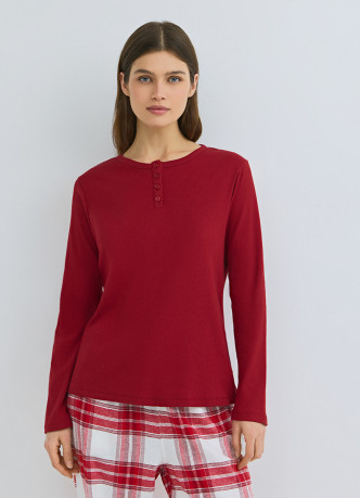 Пижамный лонгслив в рубчик
