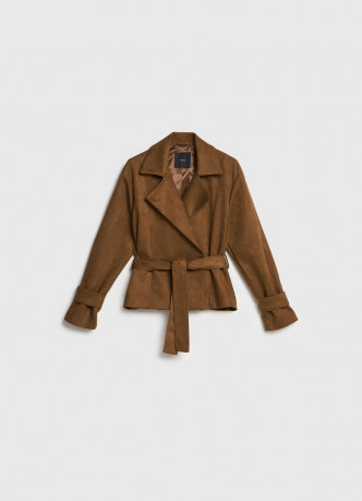 Куртка из искусственной замши с поясом