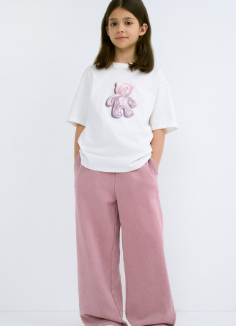 Широкие трикотажные брюки для девочек