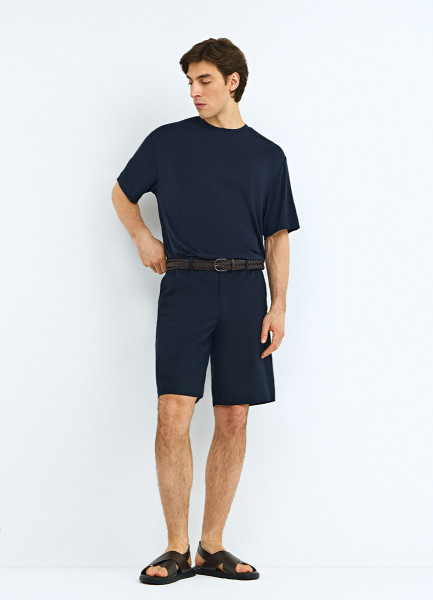 Шорты изо льна и хлопка, Синий