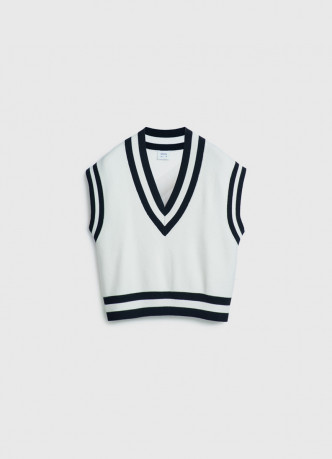 Вязаный жилет оверсайз с контрастной отделкой