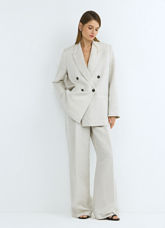 Двубортный жакет из вискозы и льна