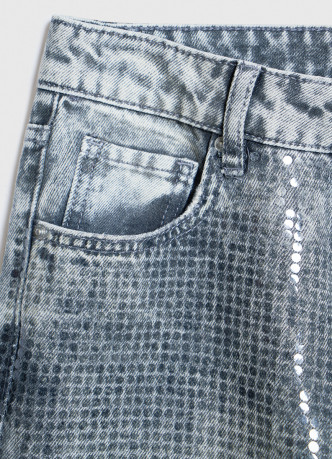 Блестящие прямые джинсы с пайетками