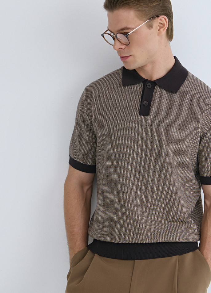 Поло из текстурной ткани