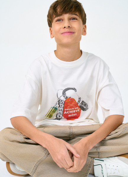 Футболка с принтом для мальчиков Бежевый 1199₽