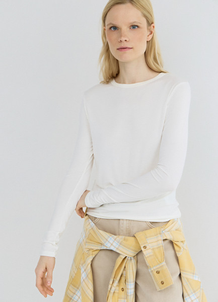 

Лонгслив с содержанием модала и шёлка, Бежевый