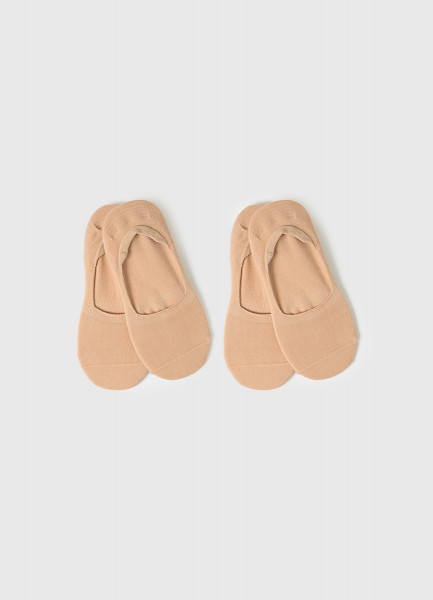 

Носки-подследники из хлопка, 2 пары, Бежевый