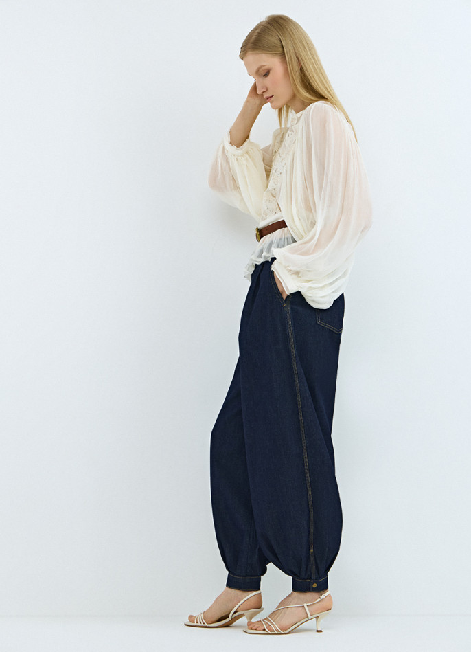 Джинсы алладины на высокой посадке