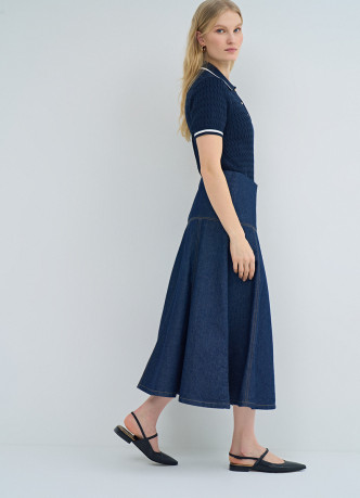 Джинсовая юбка миди