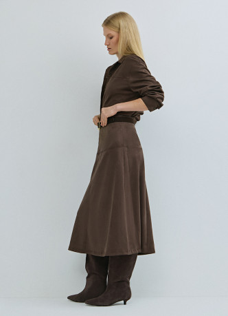 Юбка миди из искусственной замши