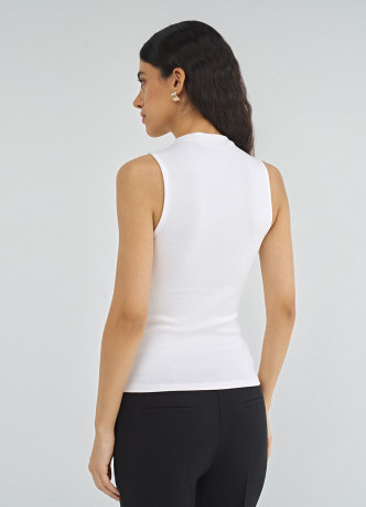 Топ из хлопка и модала с воротником-стойкой