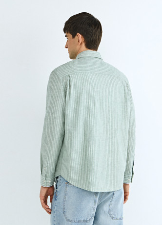 Рубашка в полоску из смесового льна