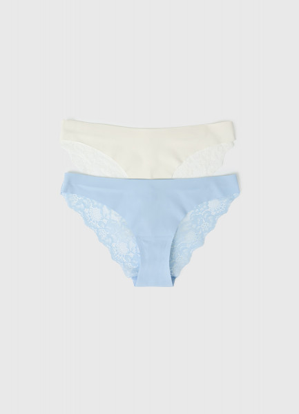 Классические брифы с кружевом сзади 2 шт Белый 999₽