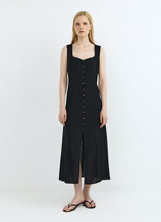 Платье из смесового льна с вырезом каре