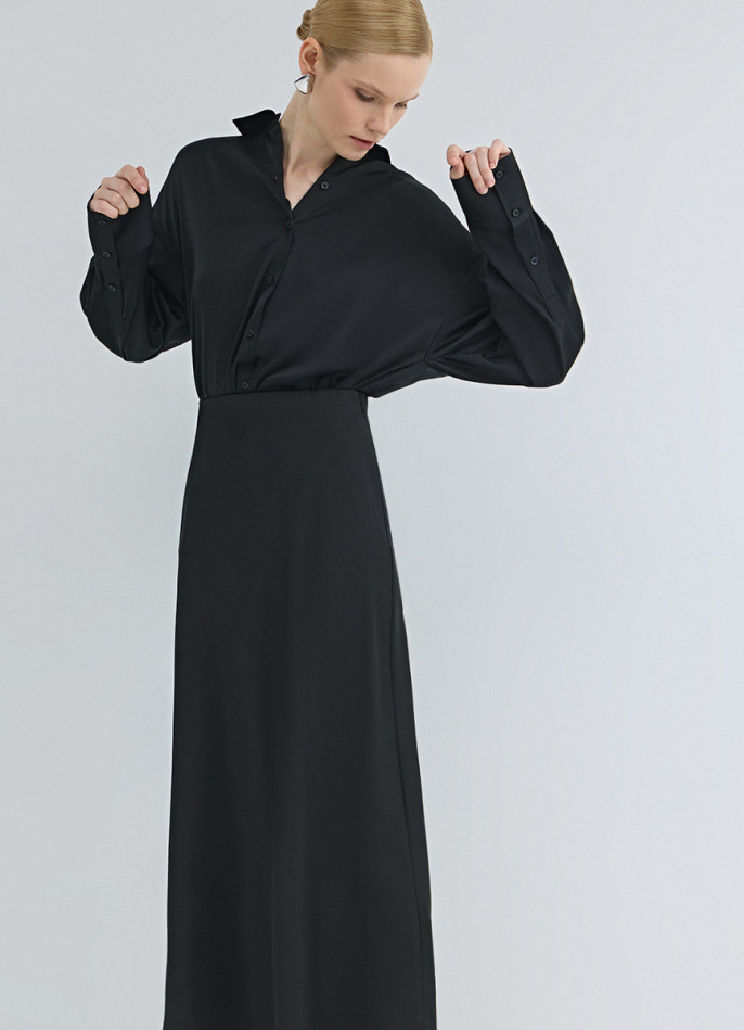 Атласная юбка миди А-силуэта