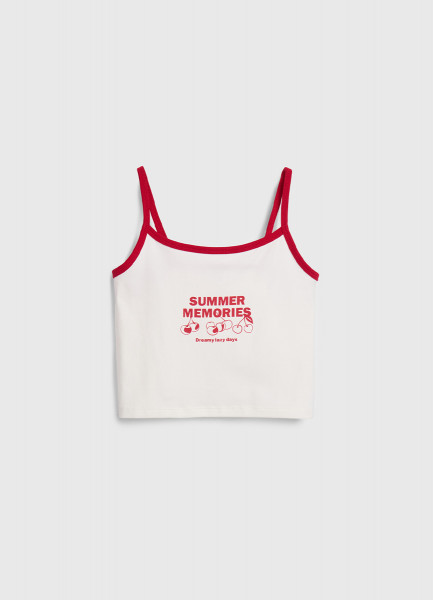 Короткий топ с принтом для девочек, Белый