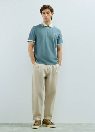 Поло из хлопка с принтом