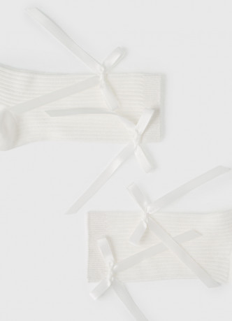 Высокие носки в рубчик с бантами для девочек