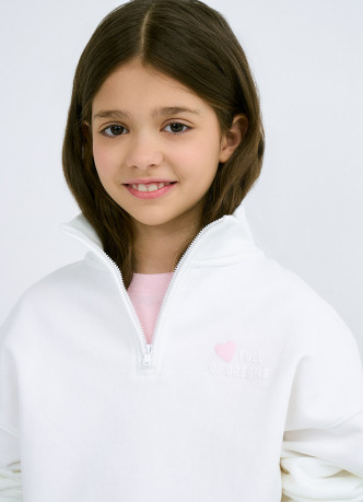 Свитшот с воротником-стойкой на молнии для девочек