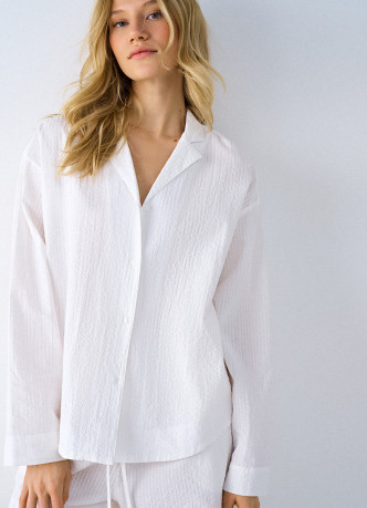 Рубашка пижамная из ткани с жатым эффектом