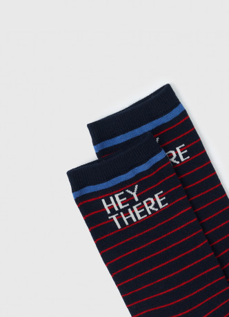 Высокие носки в полоску с надписью