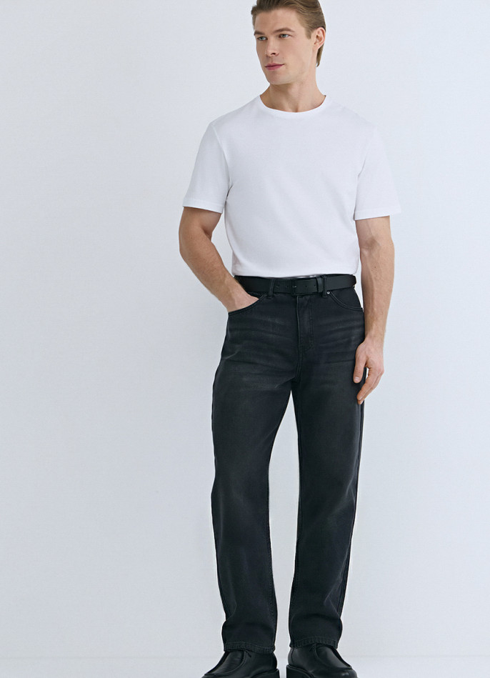 Утеплённые прямые джинсы