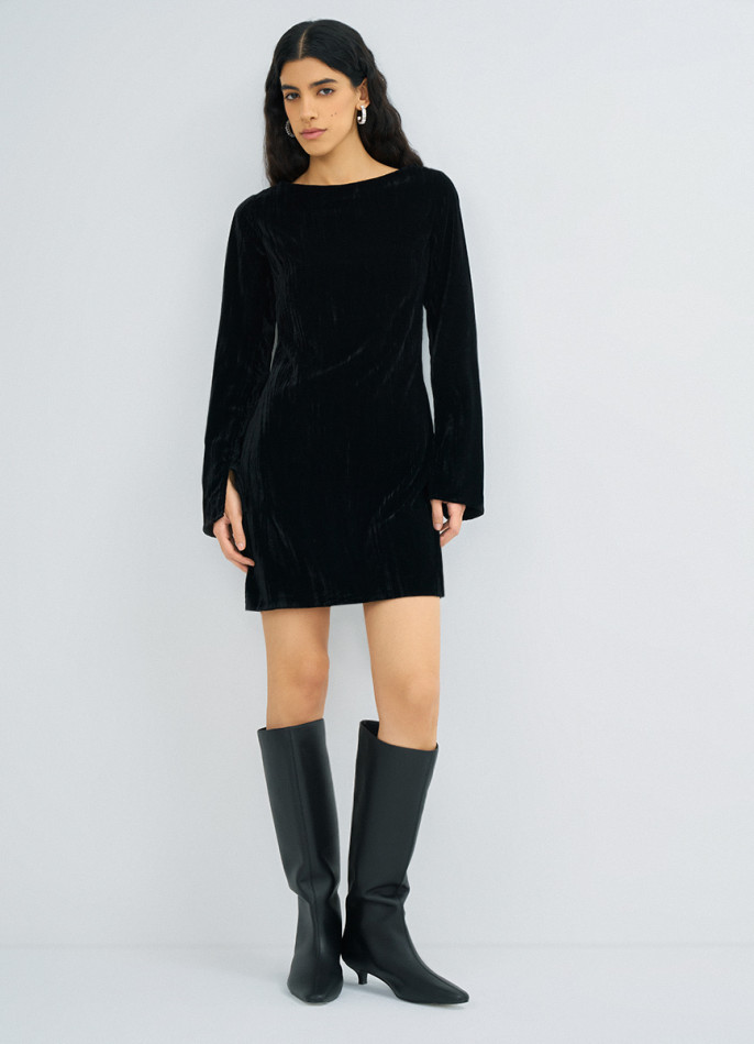 Платье мини из жатого бархата