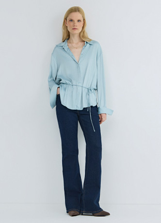 Блузка из сатина с поясом