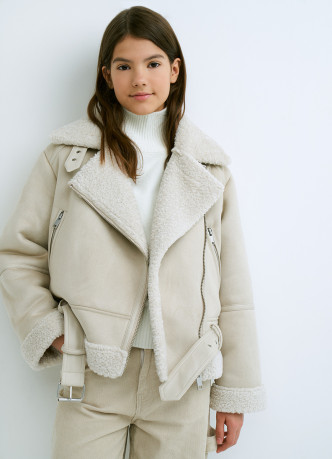 Дублёнка из искусственной замши с мехом для девочек