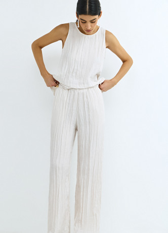 Жатые прямые брюки с эласничным поясом