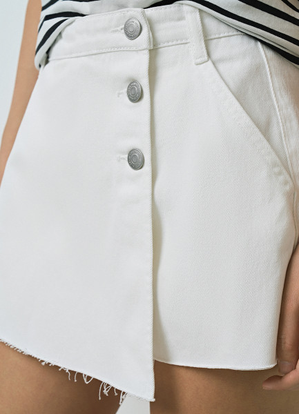 Джинсовая юбка-шорты, Белый O`Stin LP46A6O02-00, размер 40 - фото 5