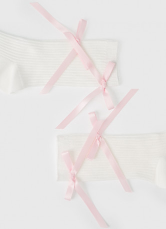 Высокие носки в рубчик с бантами для девочек