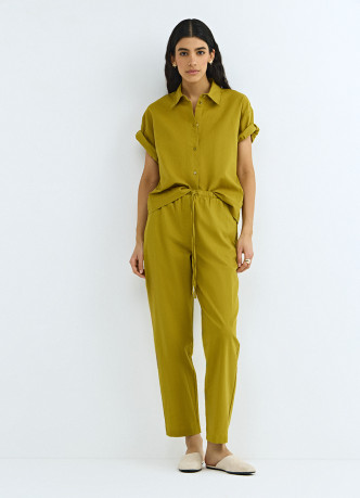 Рубашка изо льна и хлопка с коротким рукавом