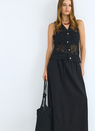 Юбка изо льна с поясом на кулиске