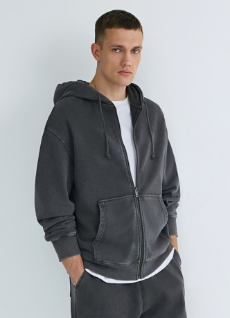 Толстовка на молнии с эффектом стирки