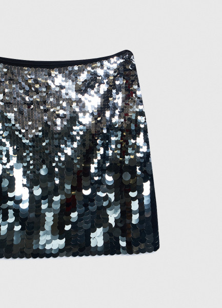 Блестящая юбка мини с пайетками 32245830299 Серебряный, размер 44,48,42,46, фото 10